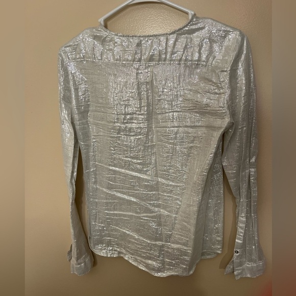 Zara Woman Cream With Silver Metallic Threading Sz S - Picture 5 of 7